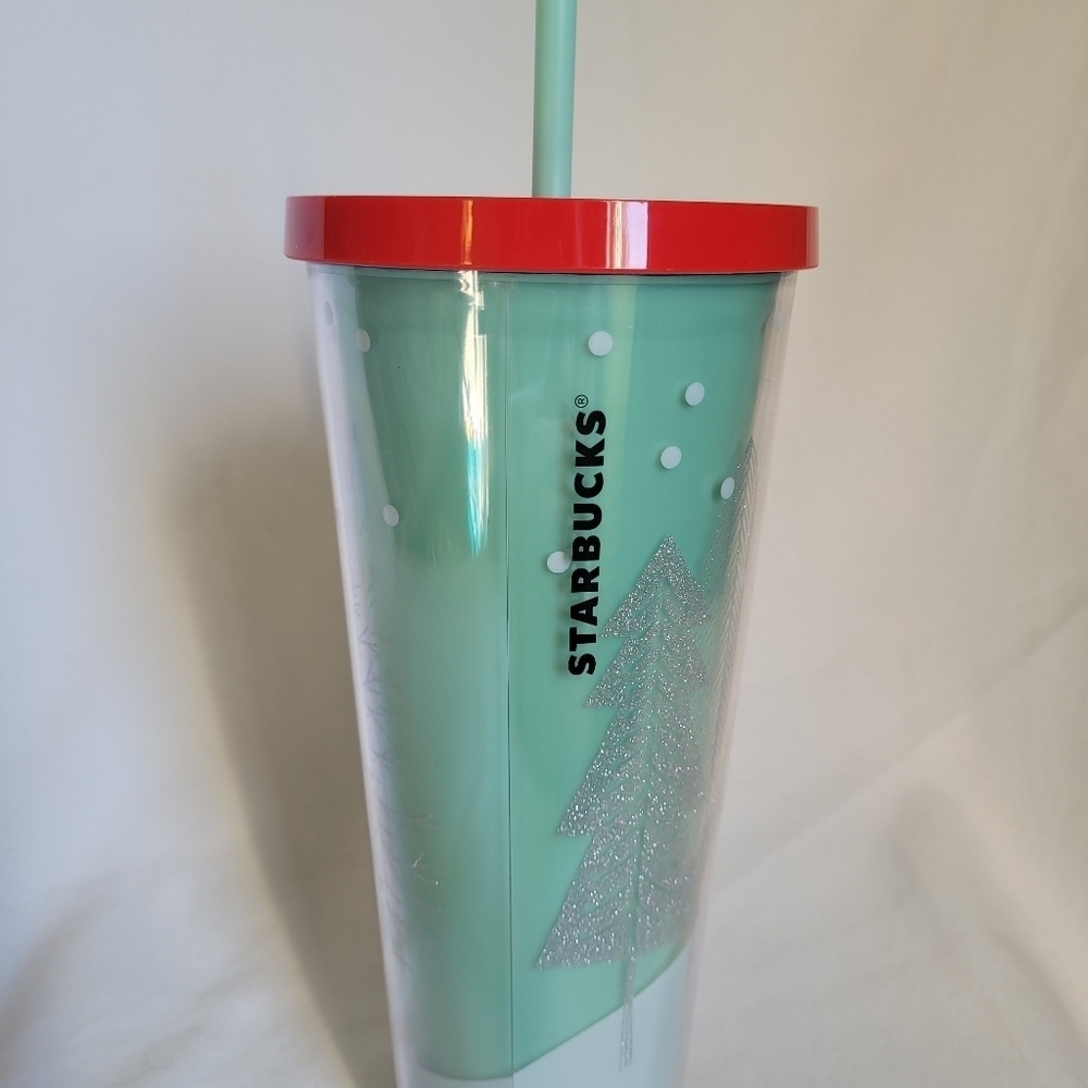 Starbucks 2018 Holiday Christmas Gnome Trees Snowing Venti Cold Cup Tumbler 24oz